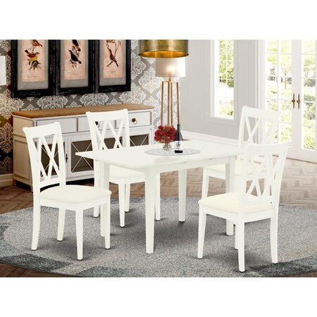 East West Furniture 5 Piece Norfolk Rectangular Dinette Set - Linen White NOCL5-LWH-C